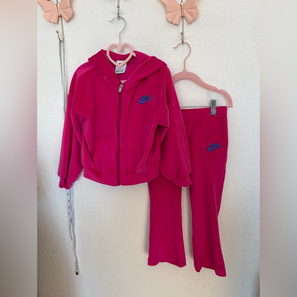 Nike Hot Pink Velour Hoodie & Pants Set